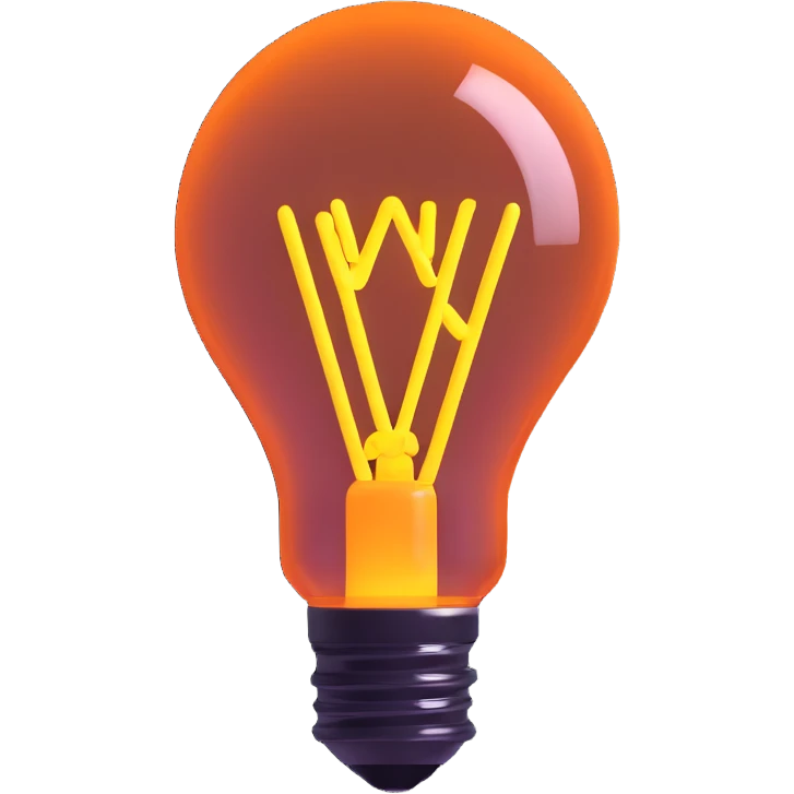 neon lightbulb, glowing blue and pink, soft glossy highlight, modern minimal shape emoji