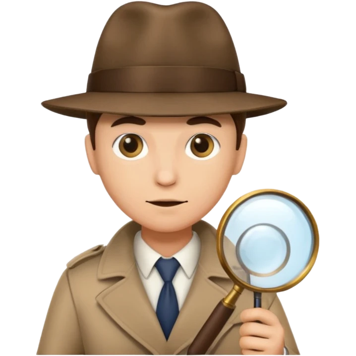 a detective film - detective in a hat with magnifying glass emoji