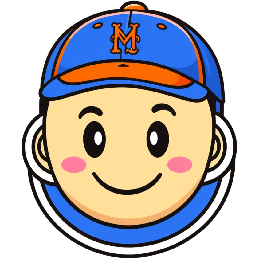 Smirk face emoji with a Mets hat emoji