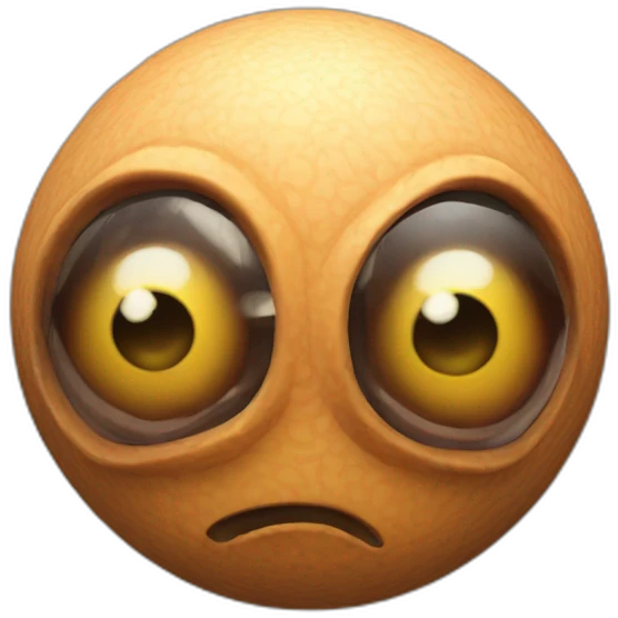 3d sphere with a cartoon Hoglin skin texture with big underdeveloped eyes emoji