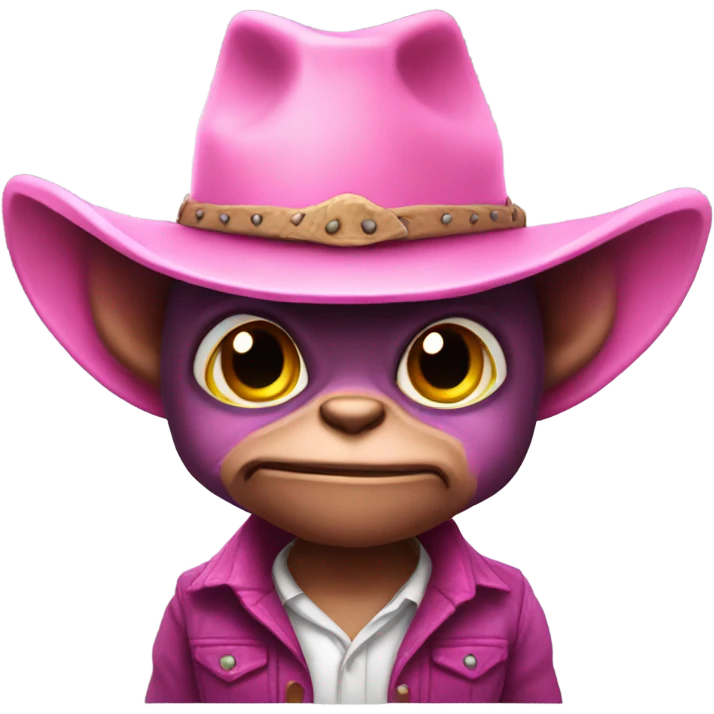 Pink gremlin in cowboy hat emoji