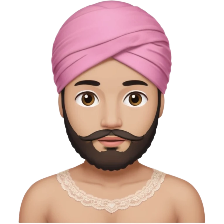 یه مرد با عمامه‌ که لباس زیر زنونه پوشیده و ریش داره emoji