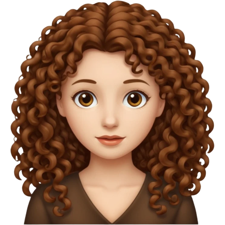 persona mujer con piel clara y rizos suaves color café y largos emoji