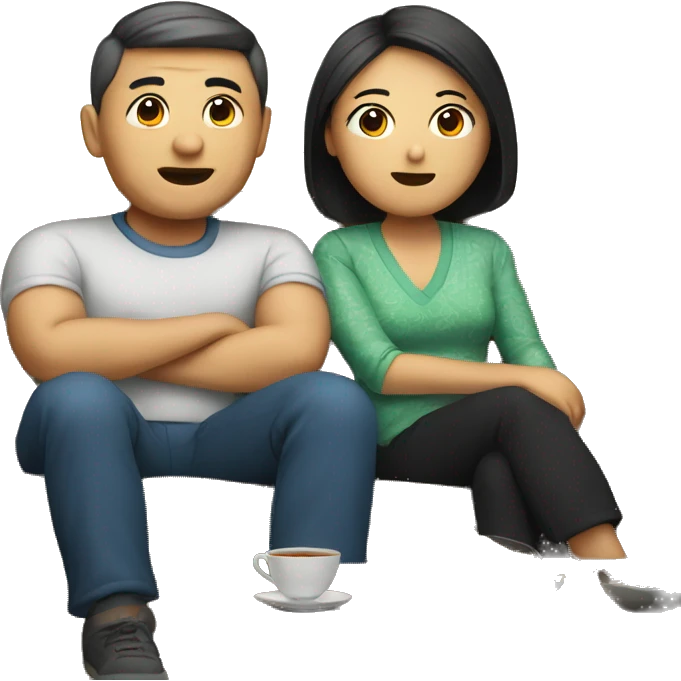 A Chinese couple are watching TV emoji