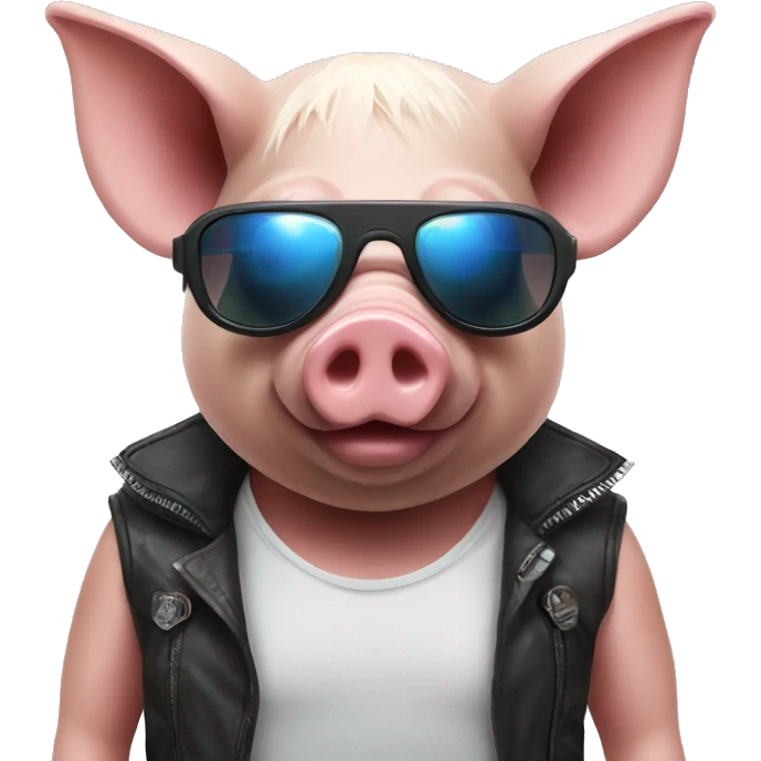 Cyberpunk pig with sunglasses emoji
