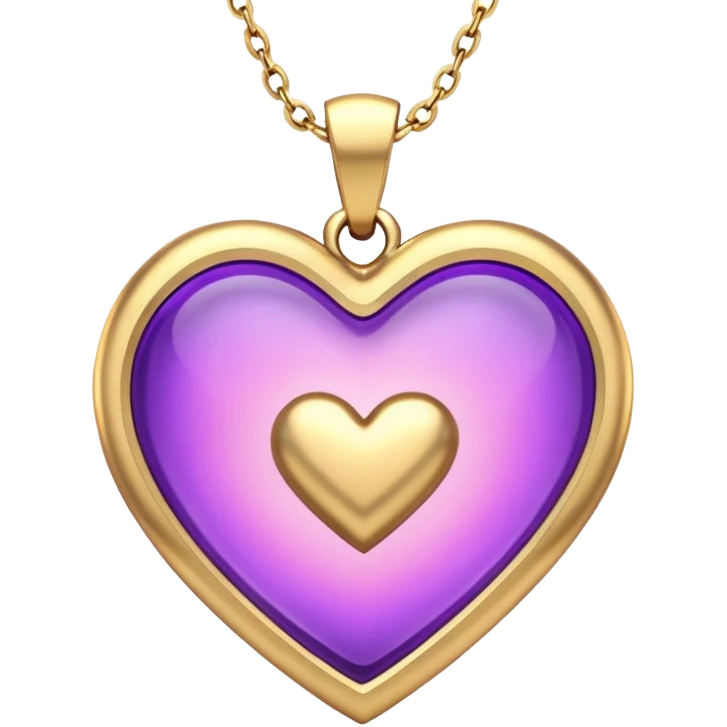 A very beautiful and aesthetic pink and gold heart pendant with a little I love you engraved on it. The style would be iOS. It has a purple glow around it. And it would look otherworldly and etherial. emoji