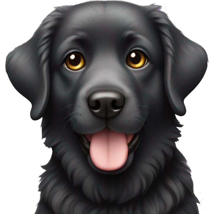 Black fluffy lab dog emoji