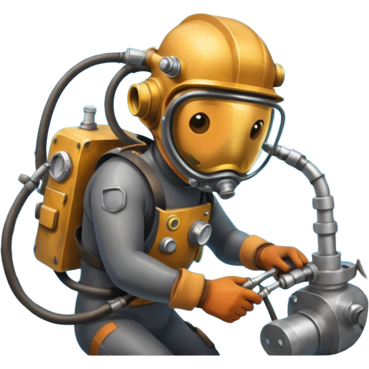 Buceador comercial trabajando, soldando una estructura metalica bajo agua soldandooooo emoji