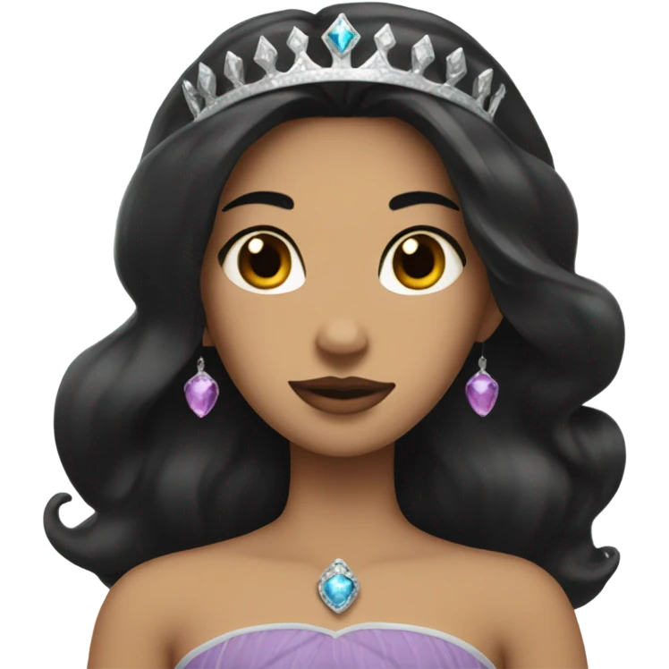 A princess with long black hair a crown and black beard emoji