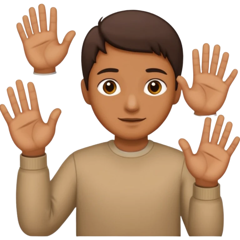 Tête qui a 2 mains l’une qui tient un 6 l’autre un 7 emoji