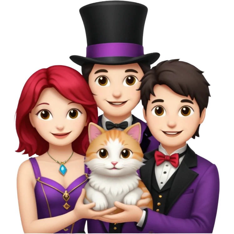 magician couple and their pet cat emoji