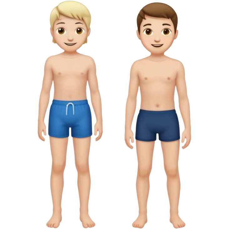 A boy with no pants behind a girl  emoji