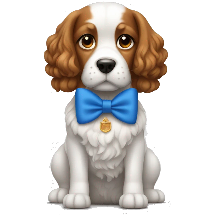 Kings Charles dog with blue bow emoji