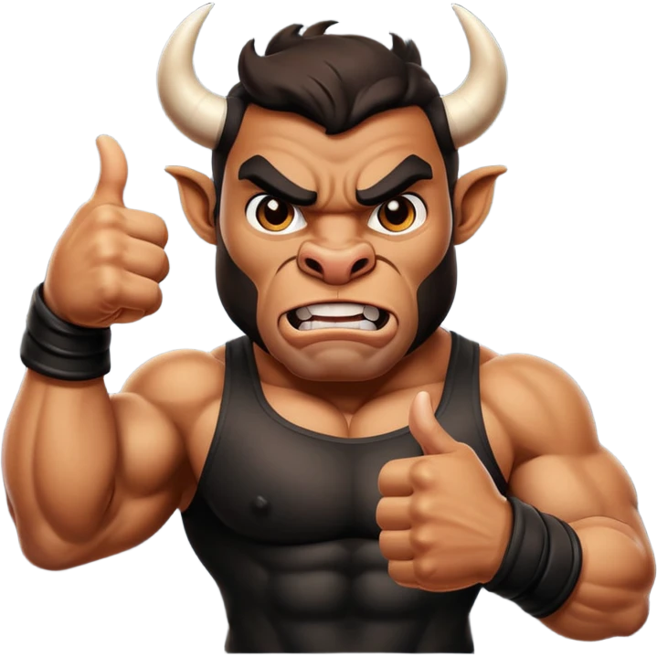 Angry bull emoji showing thumbs up (Like) emoji