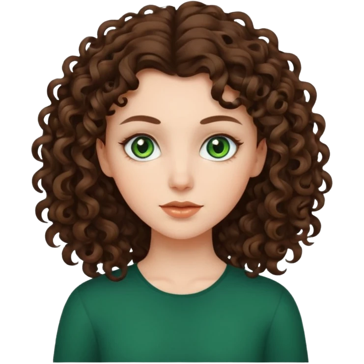 White, green-eyed, brunette girl with somehow curly hair emoji