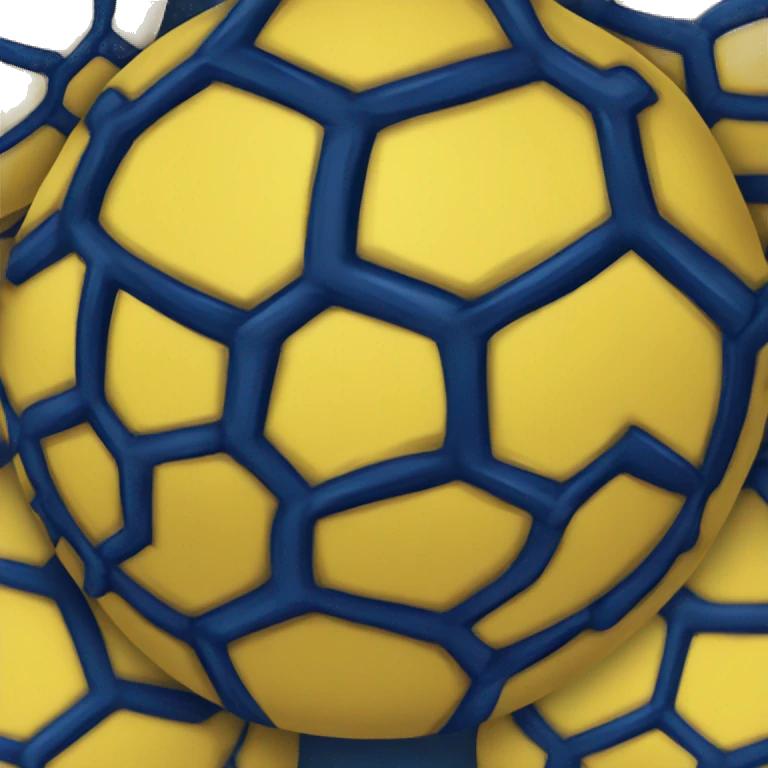 A soccer ball with dark blue and dark yellow color emoji