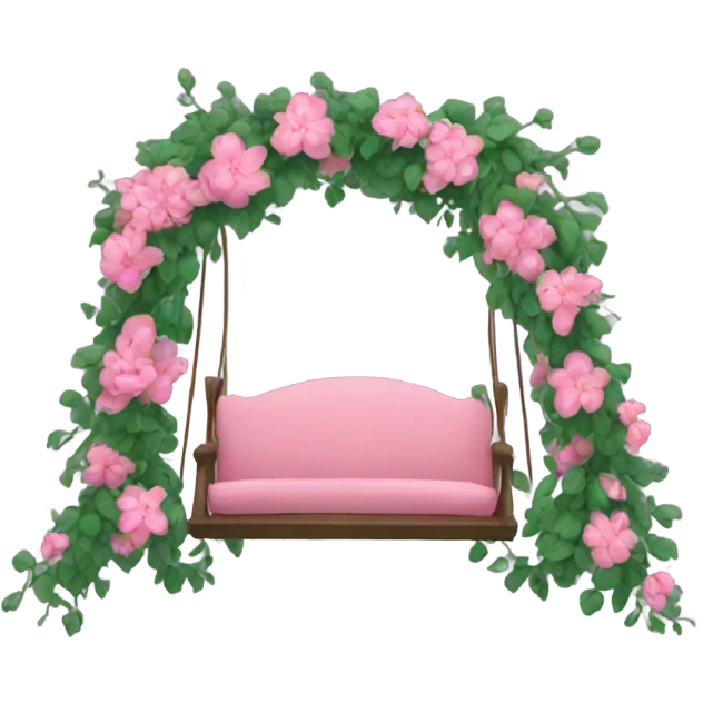 A swing made from pink flower and vines emoji