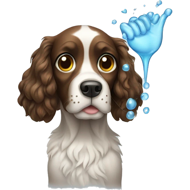 spaniel with glass spray in hands emoji