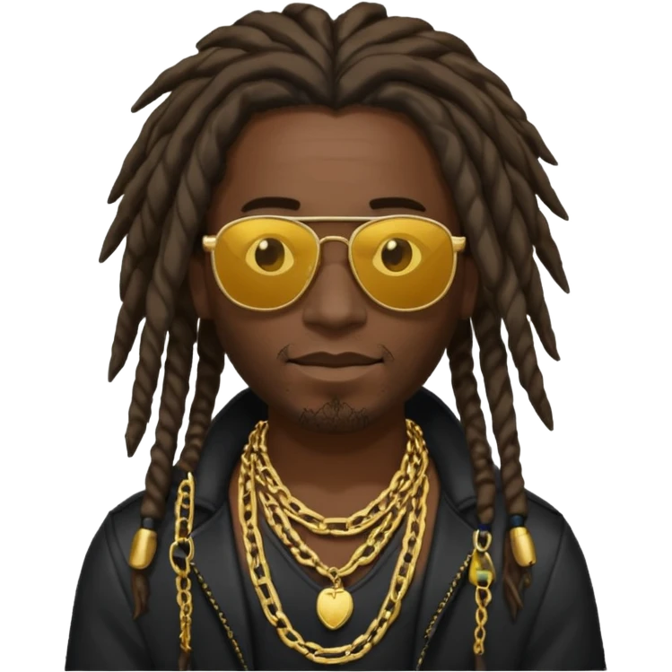 Man with dreadlocks, dark sunglasses and gold chain  emoji