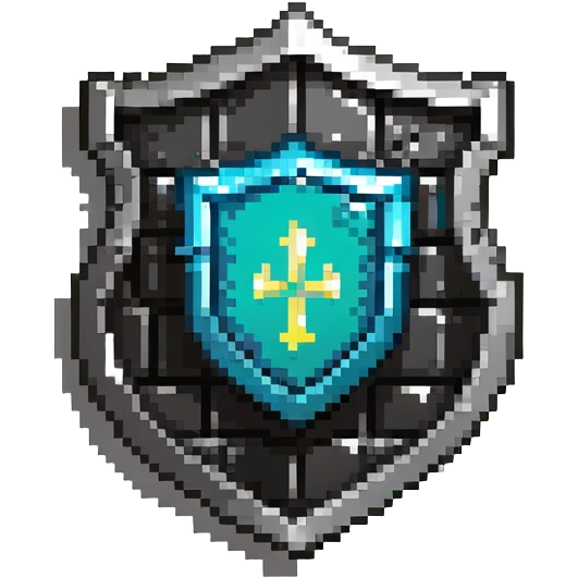 Shield badge with a menacing firewall symbol and glowing edges, cybersecurity theme emoji
