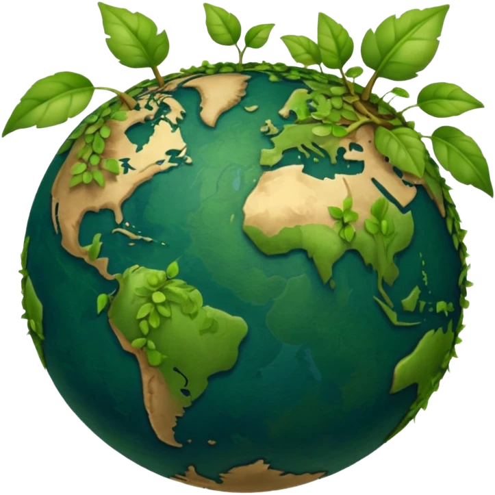 globe with plants sprouting all over it emoji