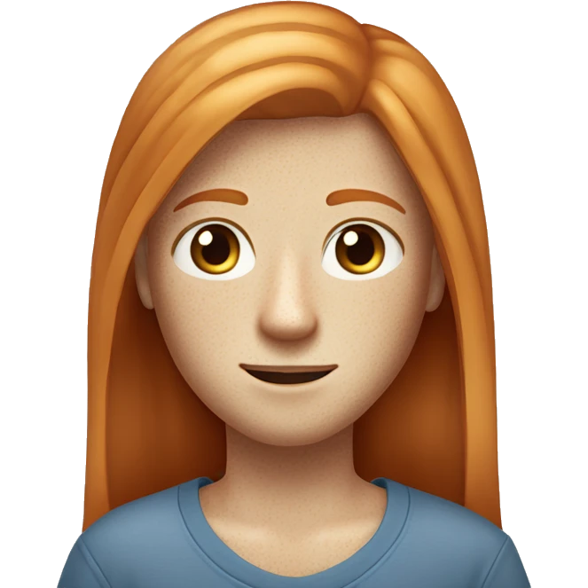 ginger long straight hair blue eyes with freckles and thin face ￼ emoji
