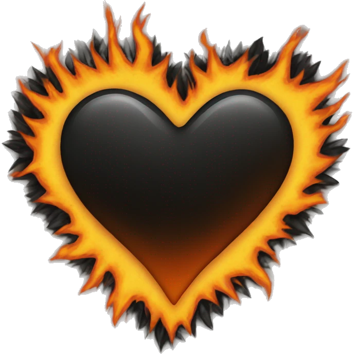 heart half orange half black fire emoji