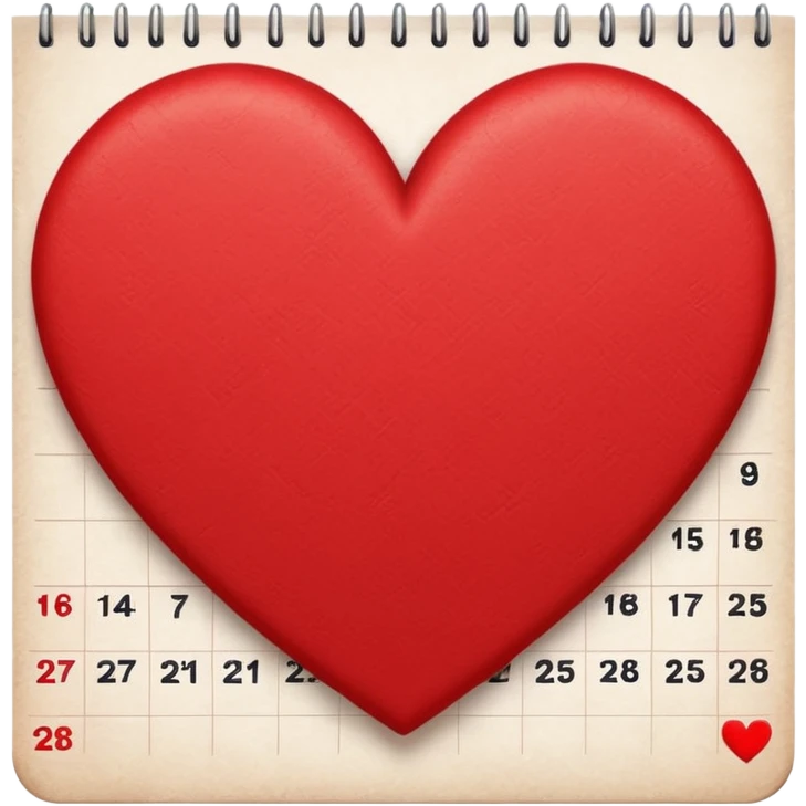 calendar page with a heart symbol emoji