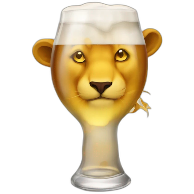 Un lion qui boit un verre de bière emoji