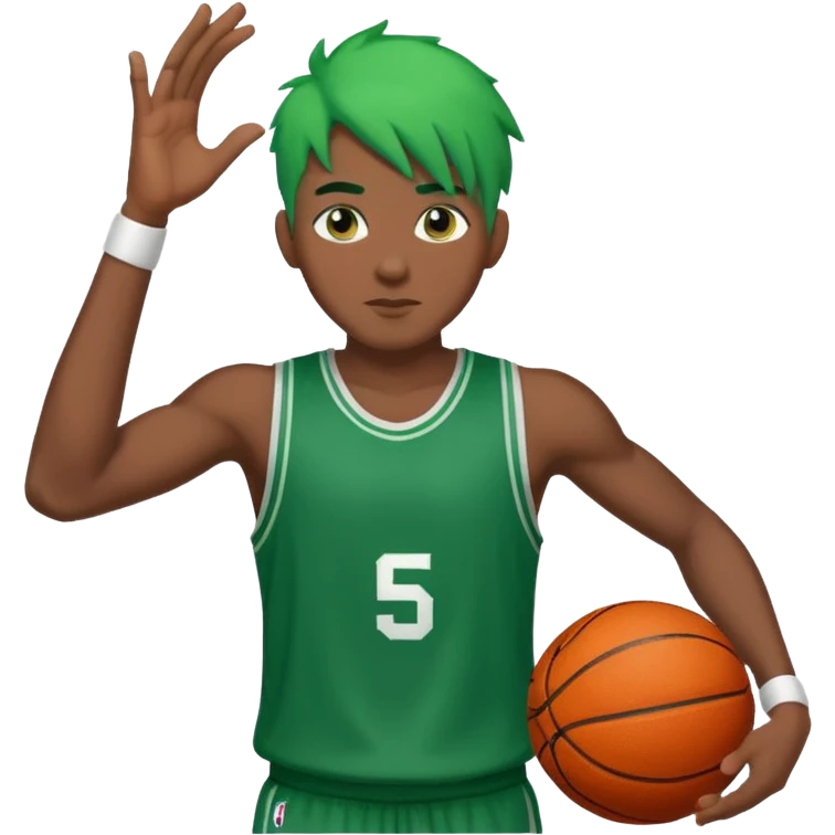 male, green haired, basketball player emoji
