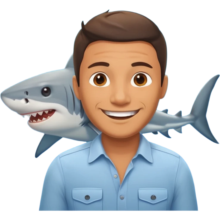 Man with a shark emoji
