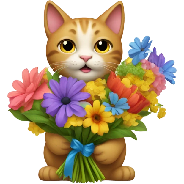 cat holding flowers  emoji