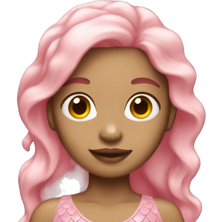 Pink mermaid with light skin tone emoji