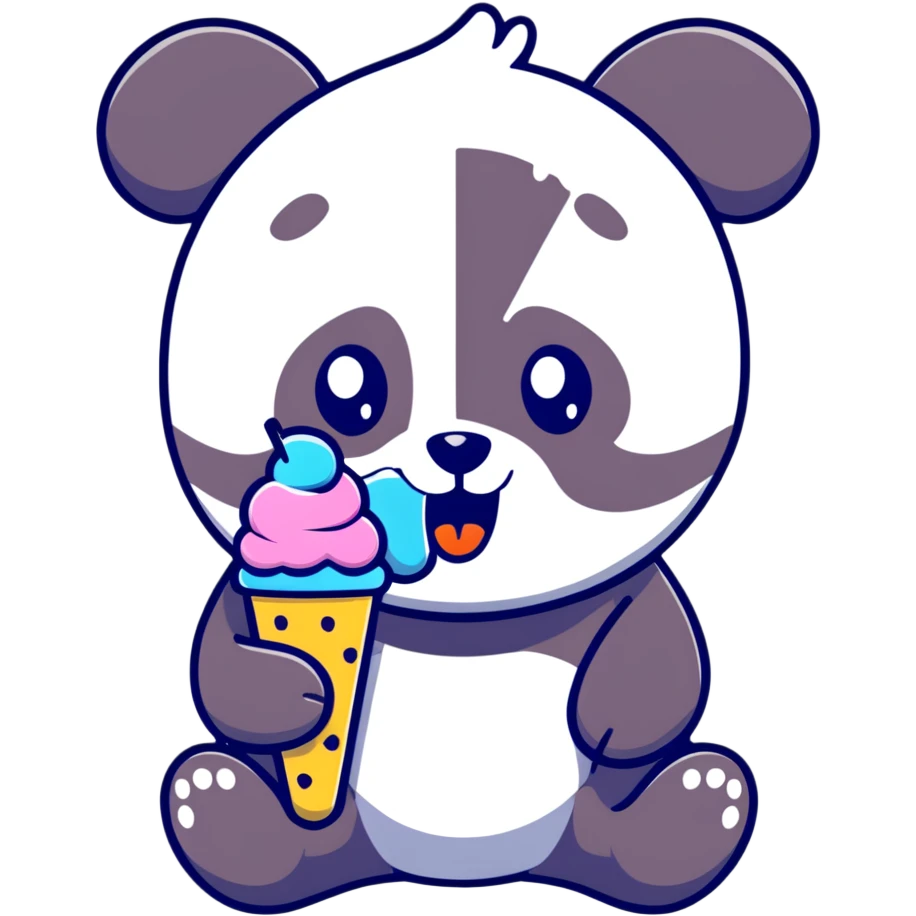 Panda eating ice cream emoji