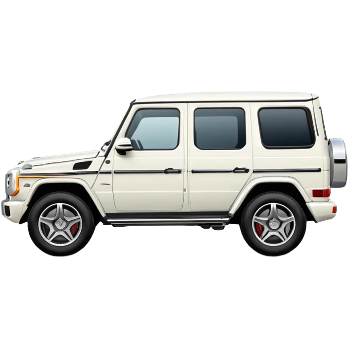 Mercedes G-Class SUV side view white color, in the style of Apple emoji sport utility vehicle, rounded, cartoonish, glossy, simple details emoji