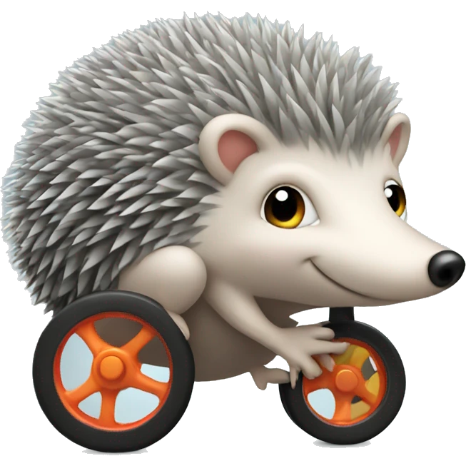 grey hedgehog on wheels for baby emoji