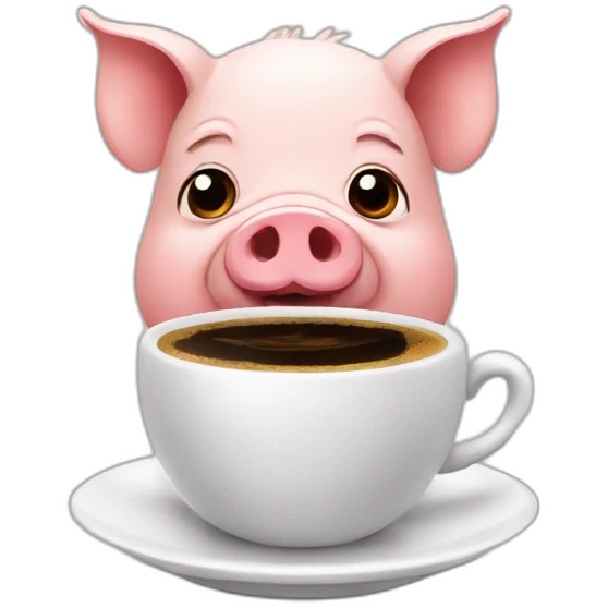 Pig with coffe emoji