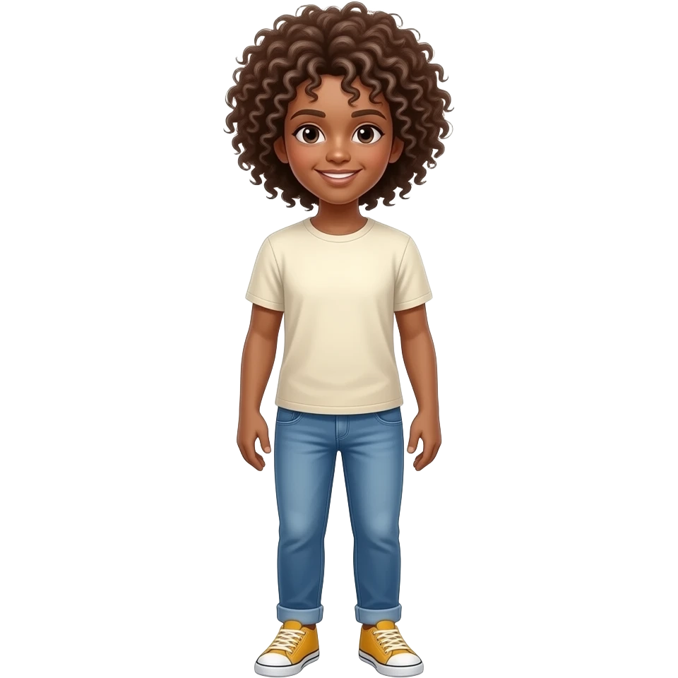 as una foto de cuerpo completo con cabello colocho emoji