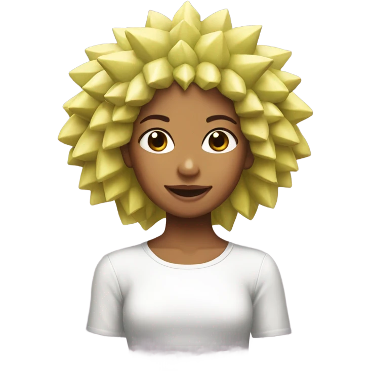 Girl with durian hair emoji