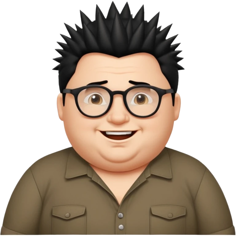fat spiky haired happy man emoji