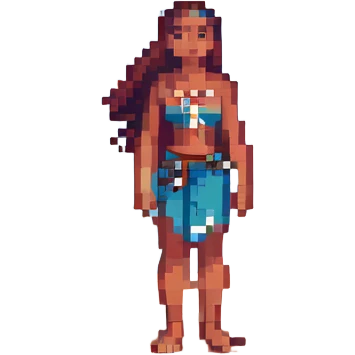 Moana standing on a beach in pixel art style, no background emoji