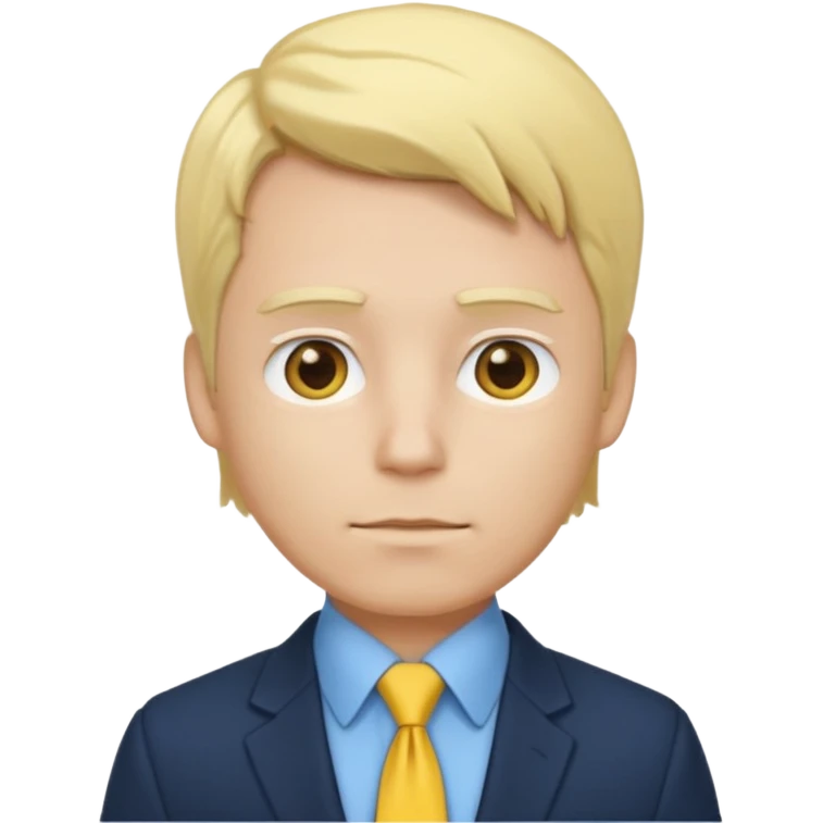 consulting man with hand with white skin and blonde hair with blue shirt and yellow tie and black blazer emoji