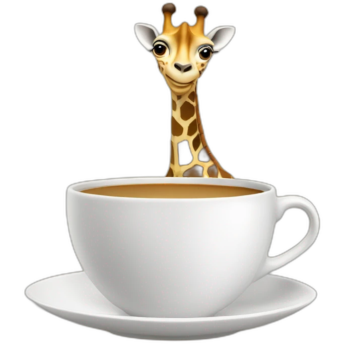 une girafe avec une tasse emoji