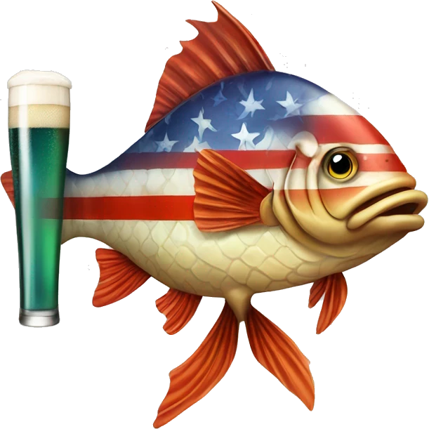 Redneck fish with beer and an American flag emoji