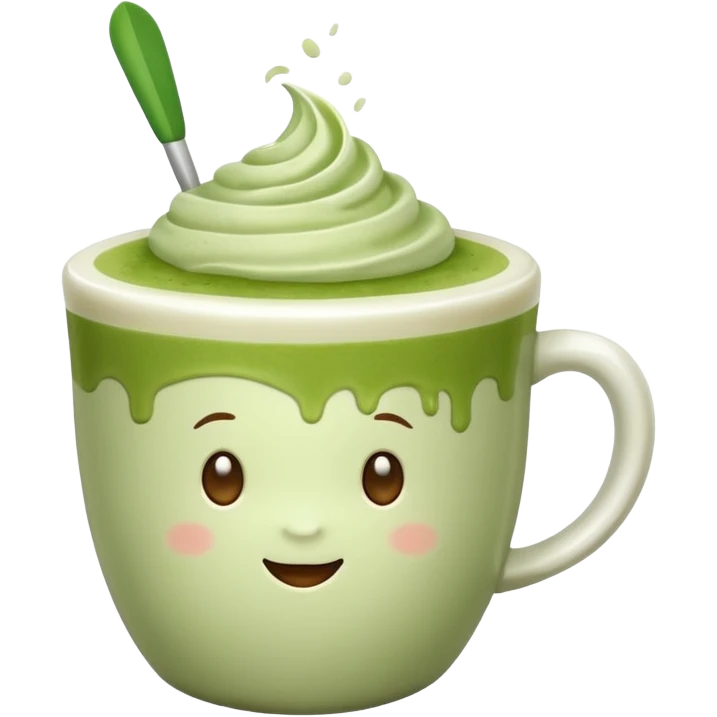 matcha latte in a cup without a spoon emoji