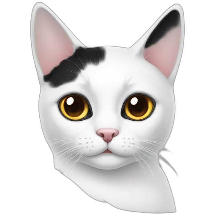 white cat black ear emoji