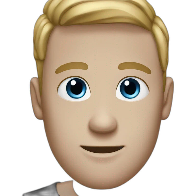A guy with a black dress and blue eyes emoji
