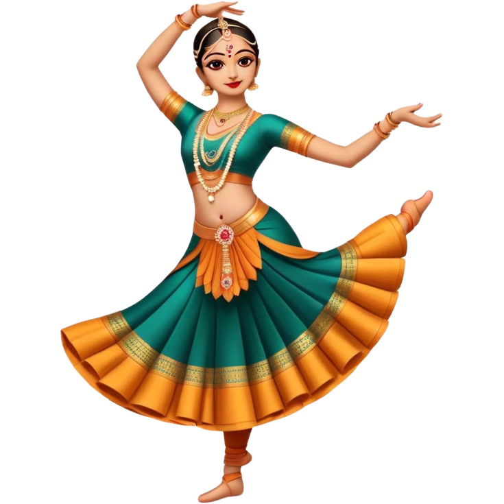 cinematic-realistic-bharatanatyam-dance-emoji,-depicted-as-an-elegant-classical-indian-dance-performance-with-graceful-poses,-intricate-costumes,-and-expressive-hand-gestures,-rendered-with-rich-textures-and-warm-dramatic-lighting, single dancer full body  emoji