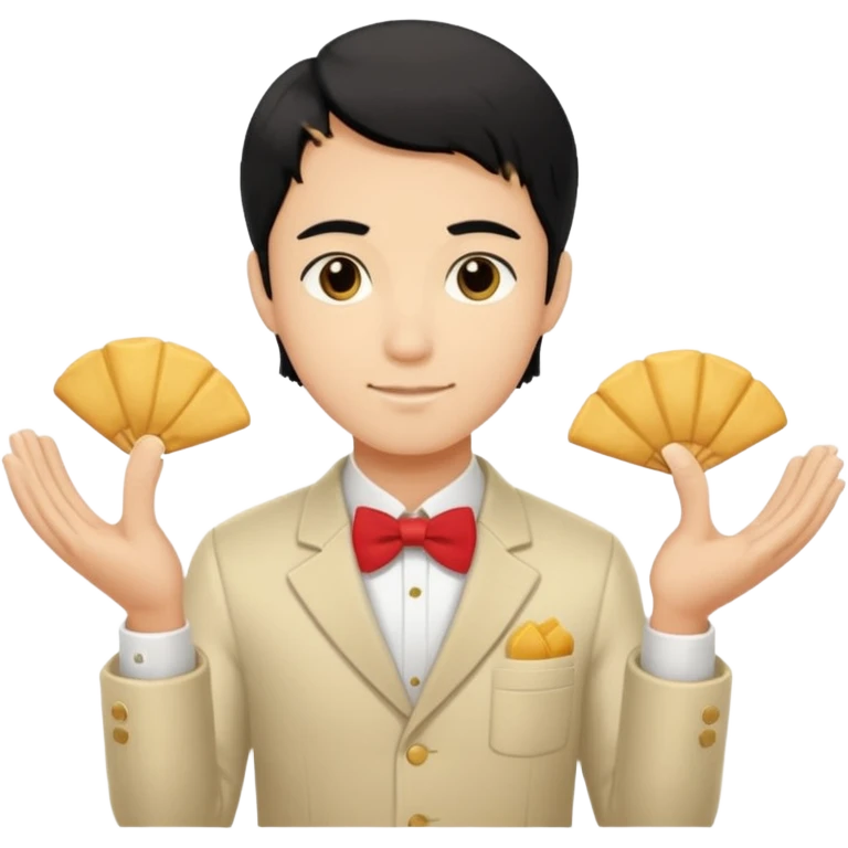 ligth black hair waiter with fortune cookies emoji