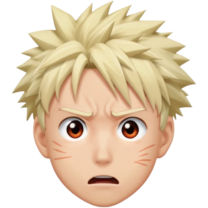 Katsuki Bakugo with a confused face emoji